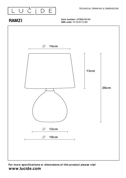 Lucide RAMZI - Lampe de table - Ø 18 cm - 1xE14 - Brun - technique